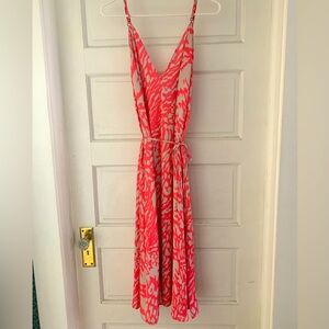 RESA Pink and Light gray print midi dress.